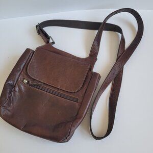 Jack Georges Purse Women's Brown Leather Voyager Slim Crossbody Bag Small Purse